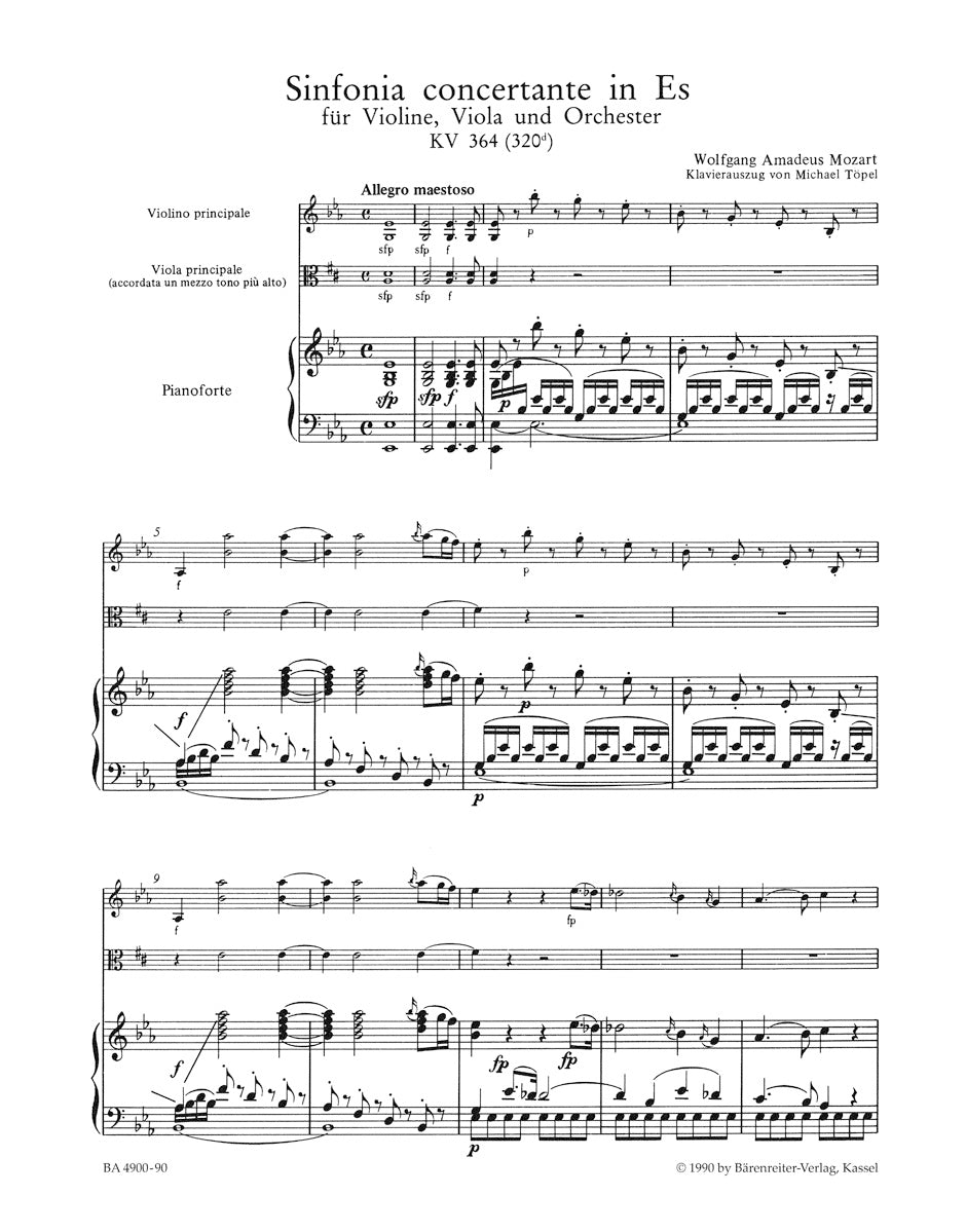 Sinfonia concertante in E-flat maj K. 364 
for Violin, Viola & Orchestra