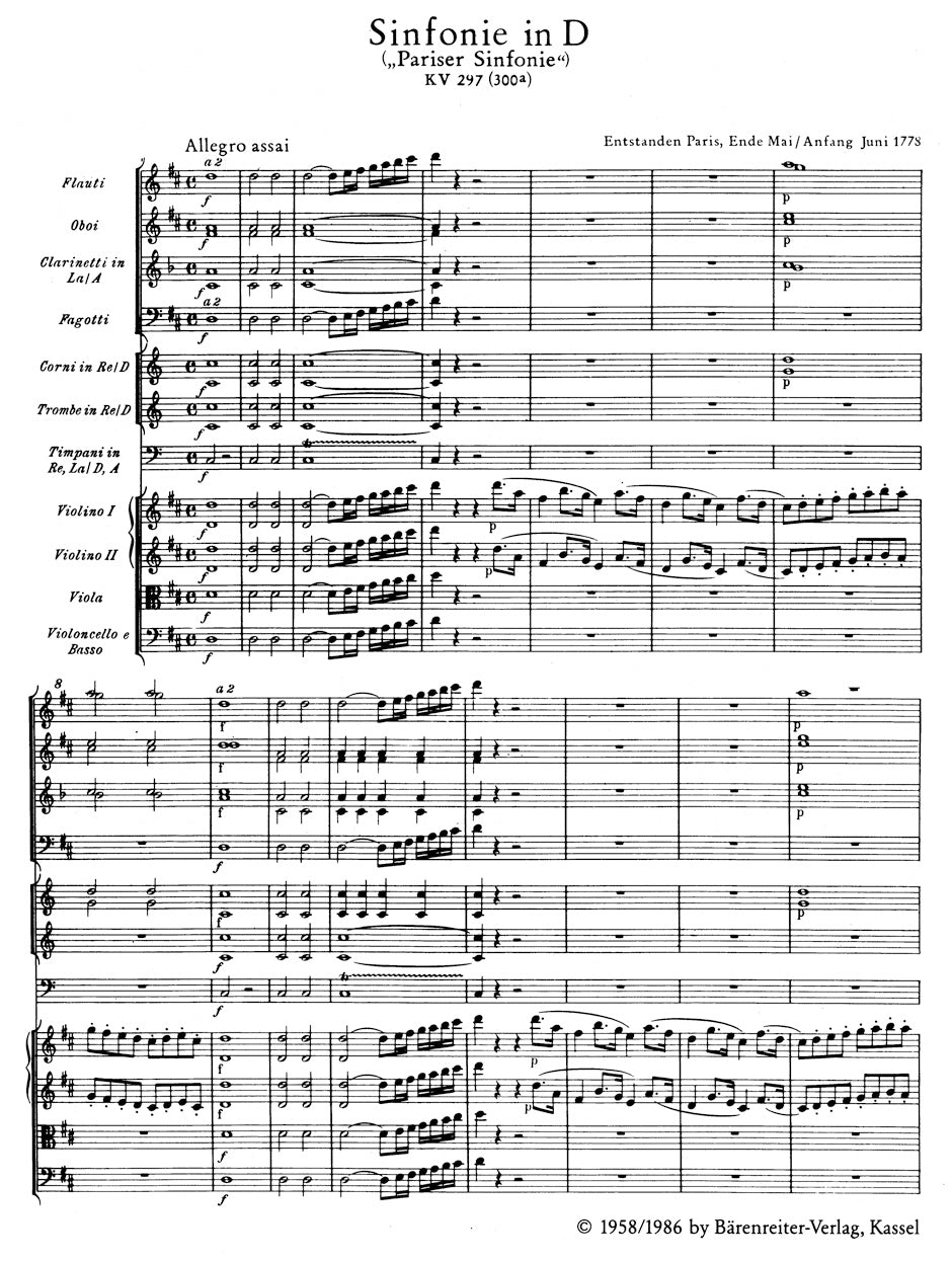Symphony No. 31 in D maj K. 297 "Paris"