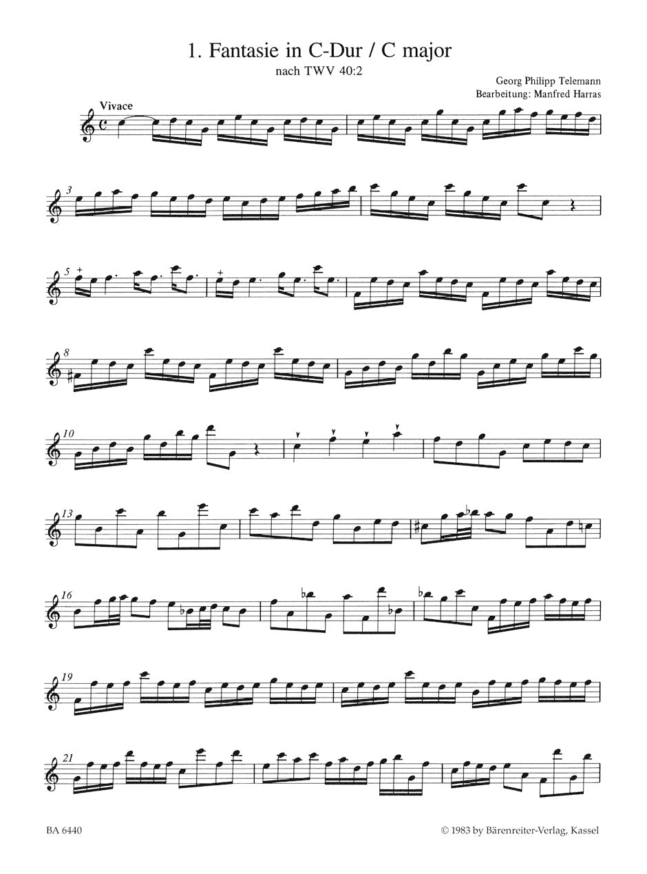 Twelve Fantasias for Solo Treble Recorder based on TWV 40:2-13