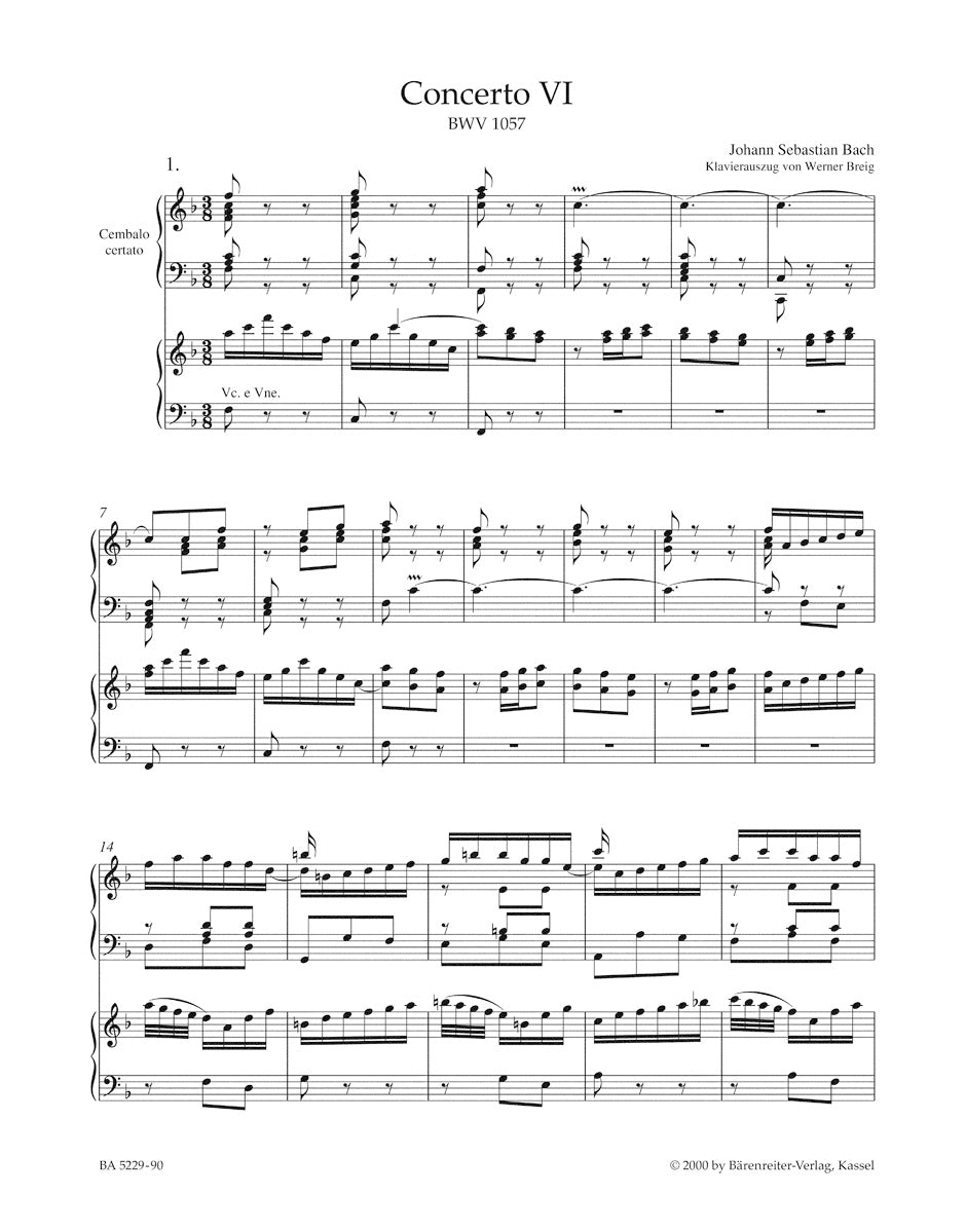 Concerto VI in F min BWV 1057 for Harpsichord, two Recorders and strings