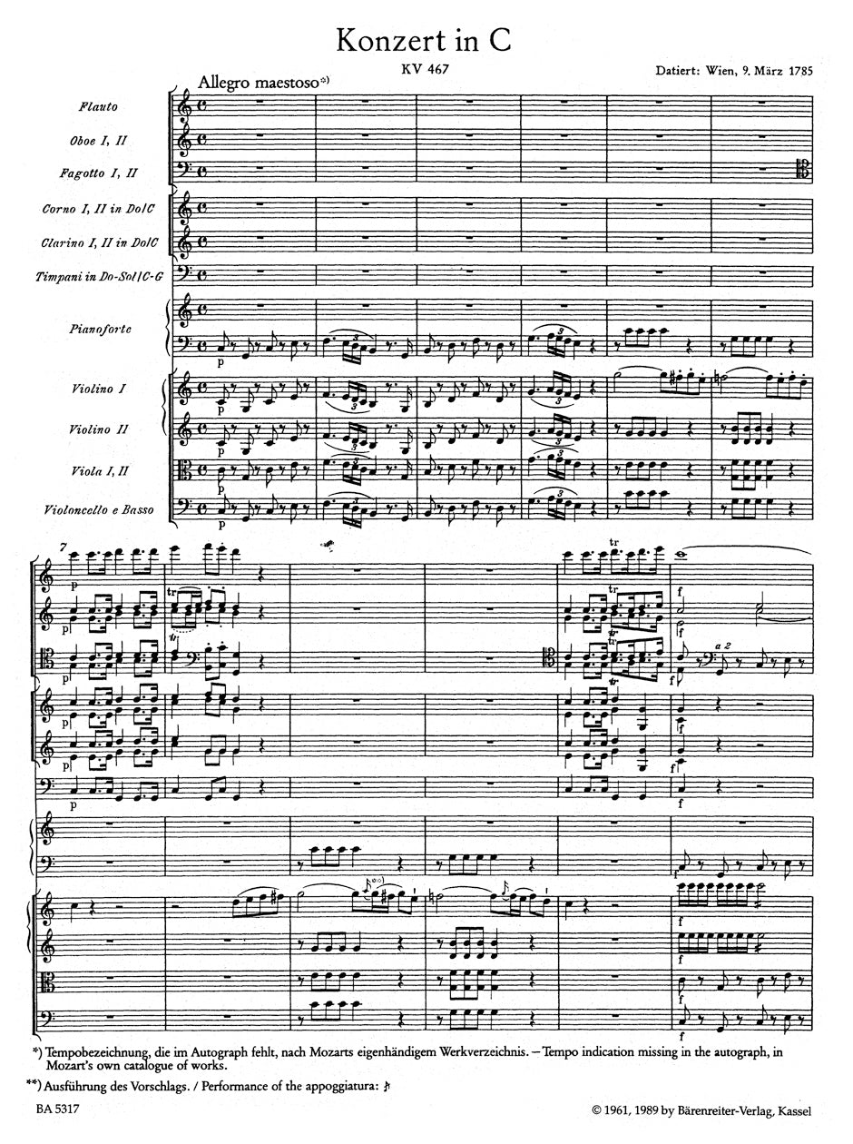 Piano Concerto No. 21 in C mja K. 467