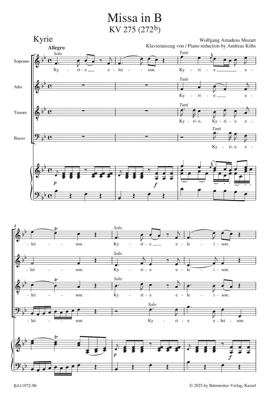 Missa in B-flat maj K. 275 (272b)