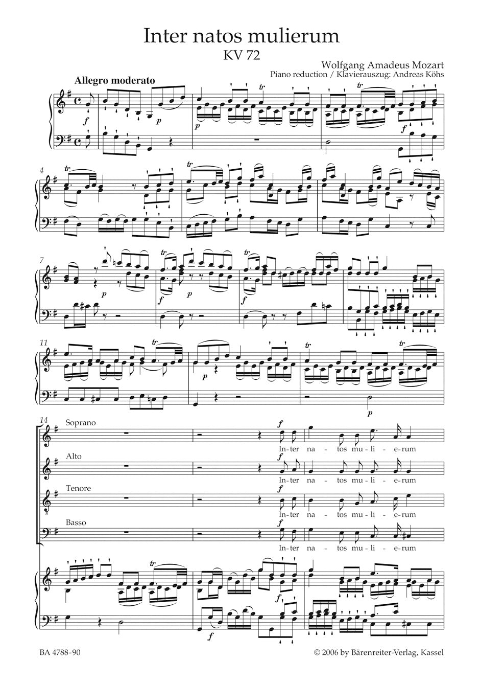 Inter natos mulierumg K. 72 (74f)