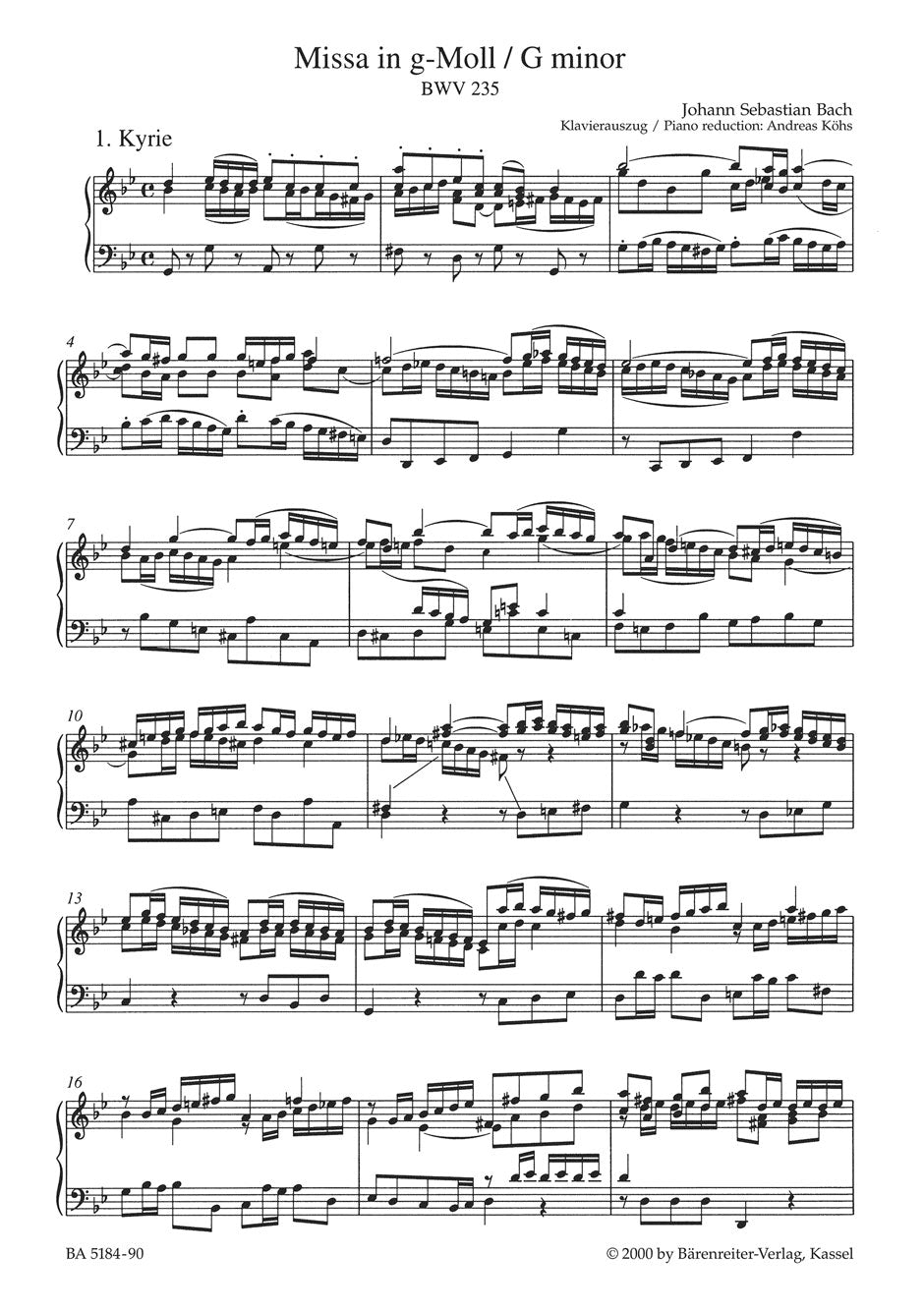 Lutheran Masses: Mass in G min BWV 235