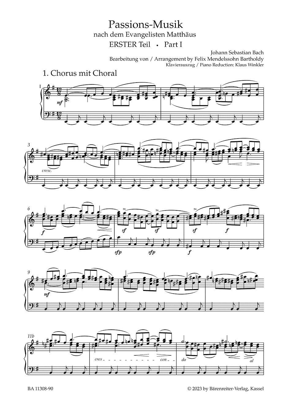 St Matthew Passion BWV 244  
Oratorio by J. S. Bach in the arrangement of F. Mendelssohn