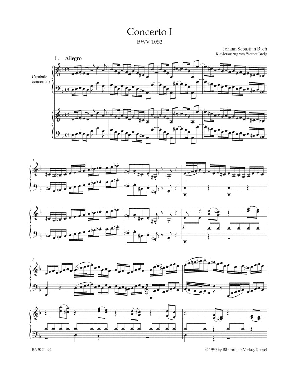 Concerto I in D min BWV 1052 for Harpsichord and strings