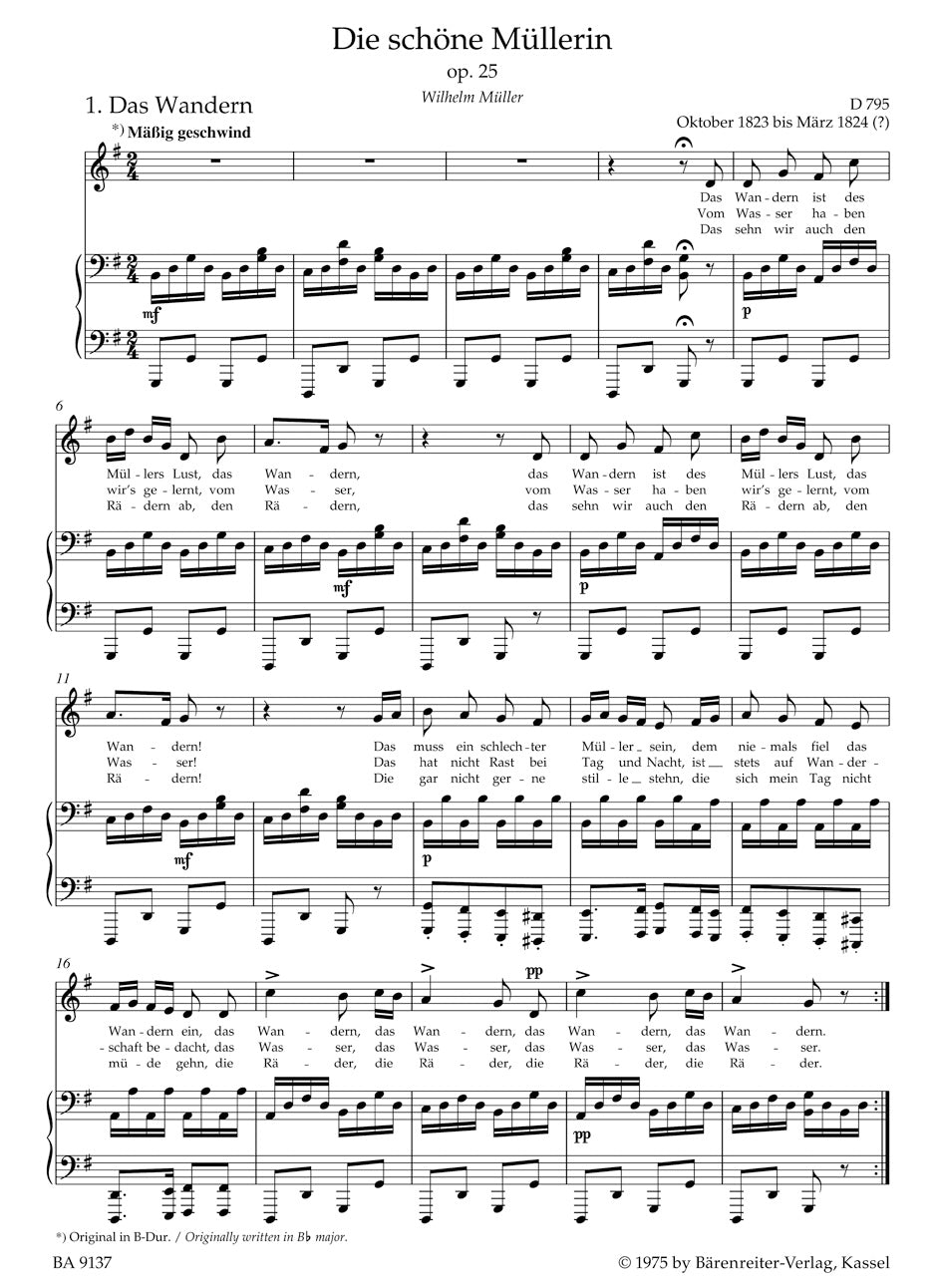 Die schoene Muellerin op. 25 
for Medium Voice