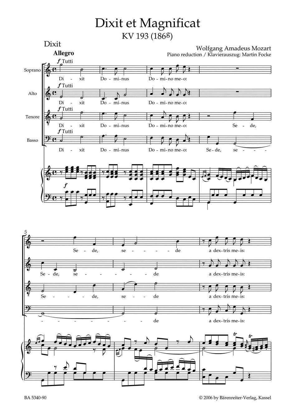 Dixit et Magnificat K. 193 (186g)