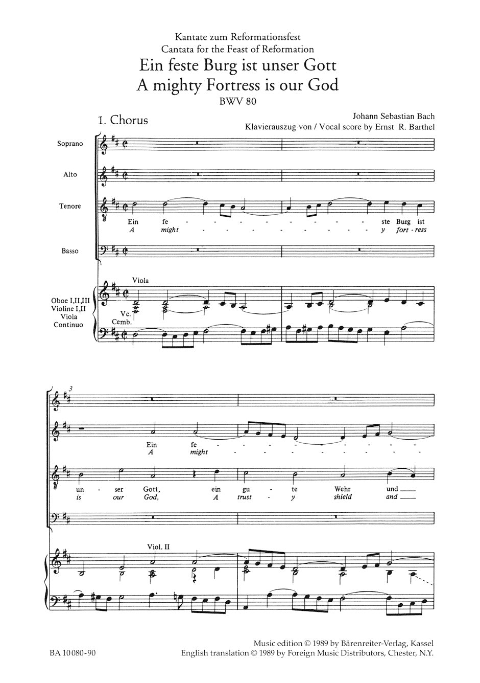 Cantata BWV 80 Ein feste Burg ist unser Gott/ A Mighty Fortress is Our God