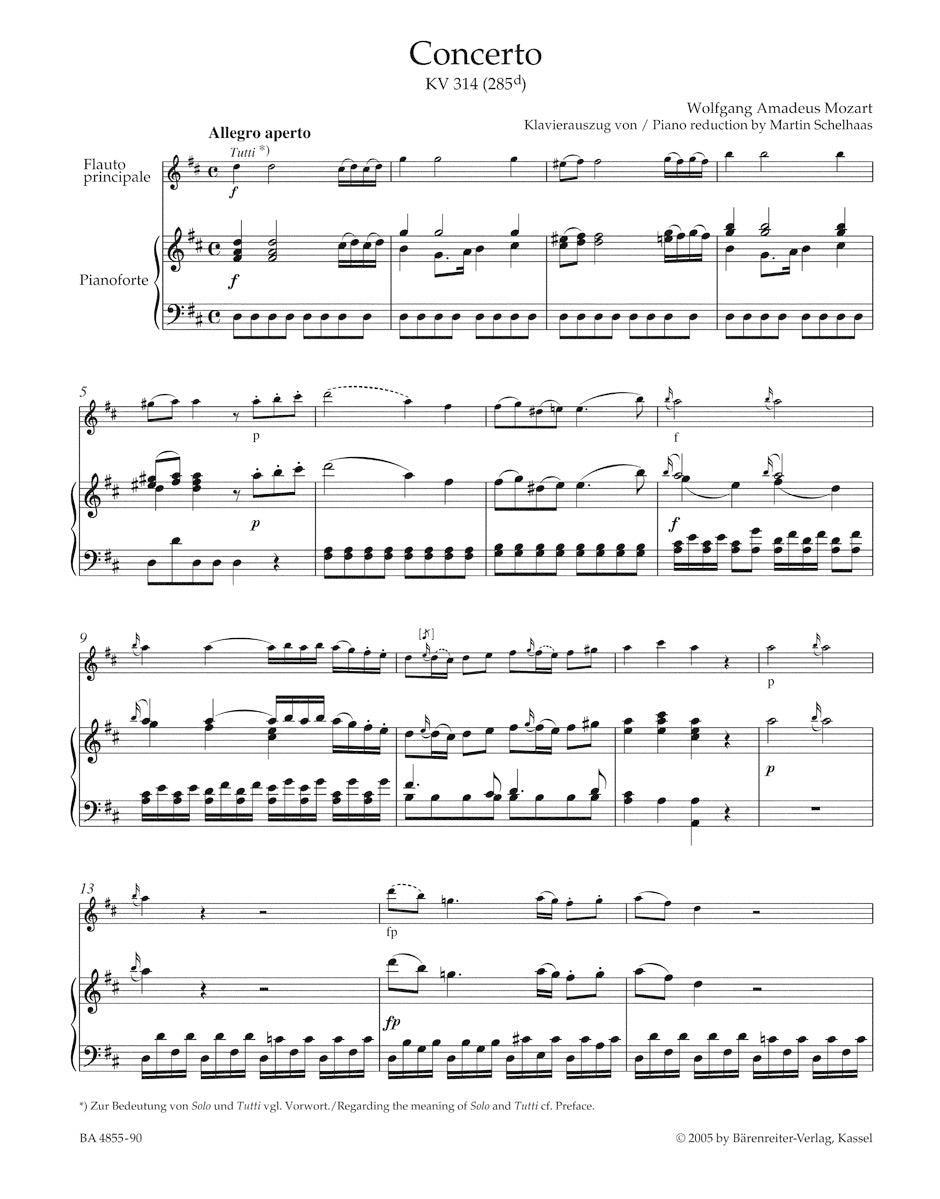 Concerto in D maj K. 314 for Flute and Orchestra