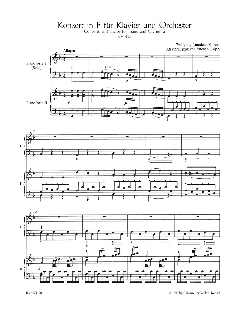 Piano Concerto No. 11 in F maj K. 413 (387a)