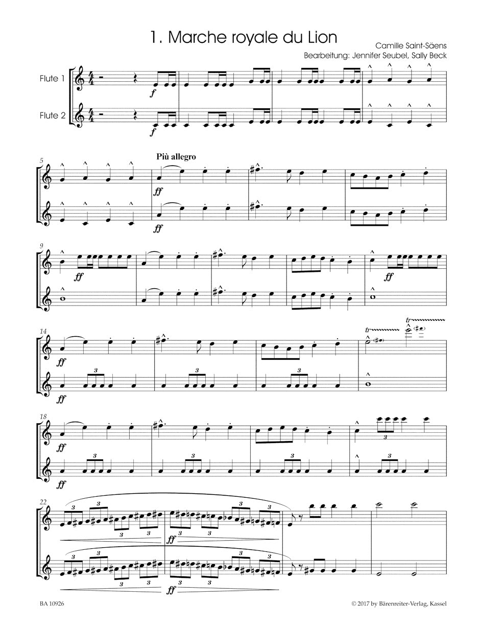 The Carnival of the Animals 
arranged for two Flutes