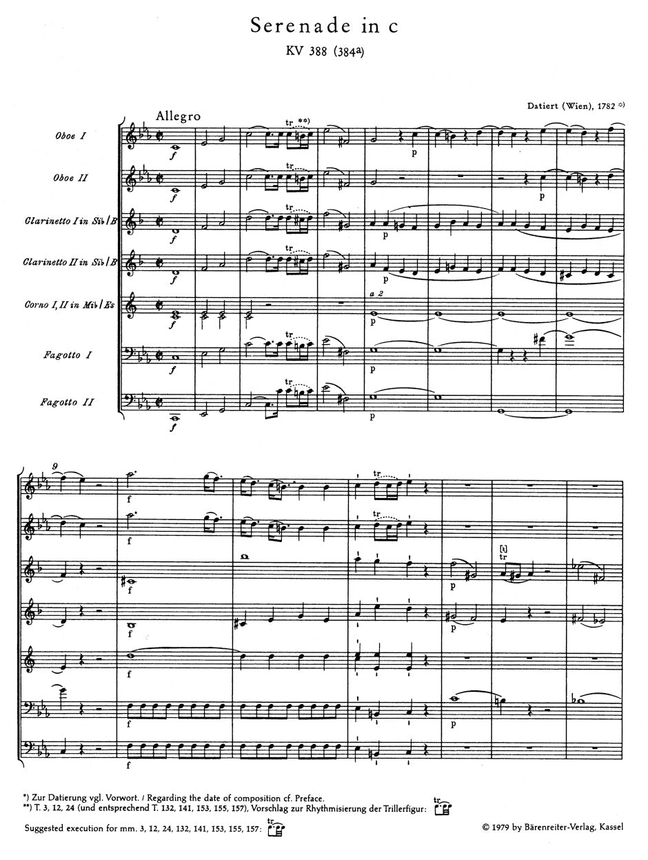 Serenade in C min K. 388 (384a)