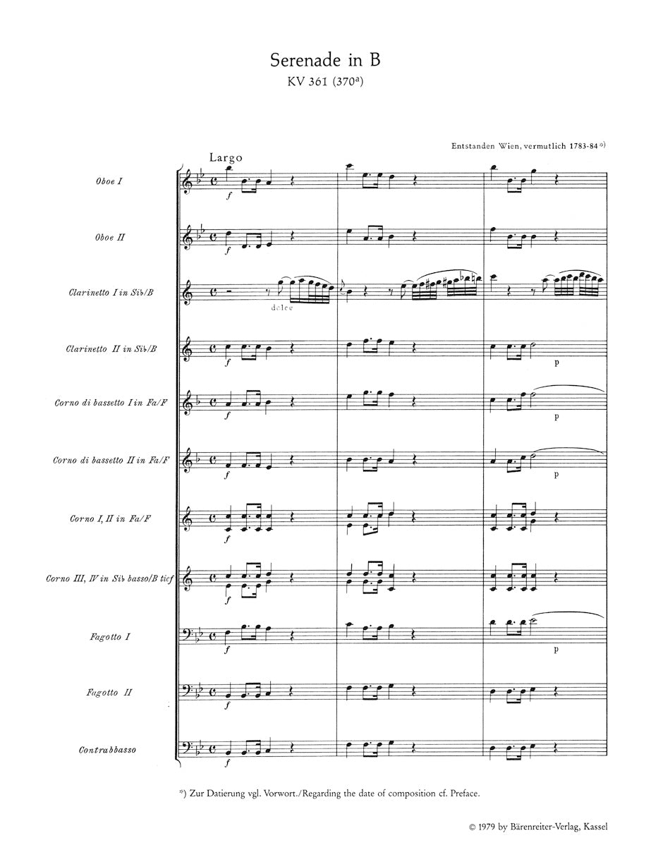 Gran Partita in B-flat maj K. 361