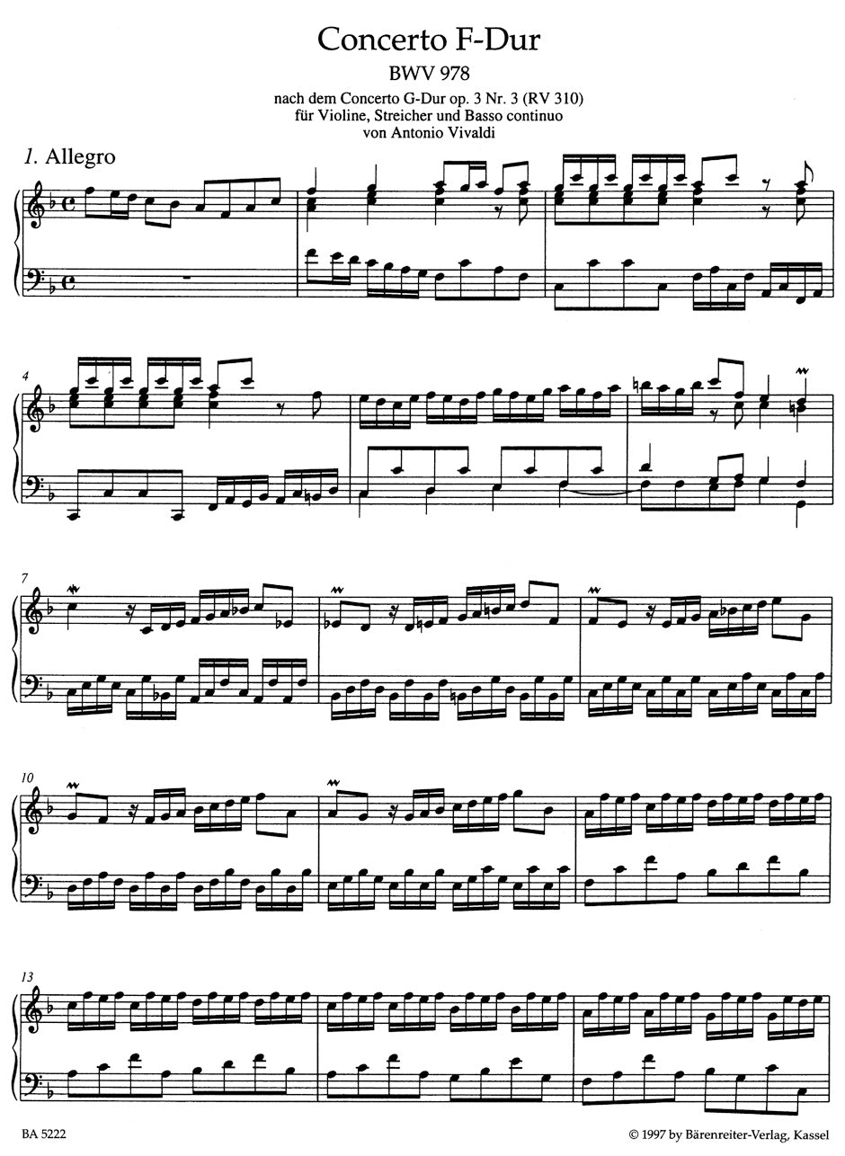 Keyboard Arrangements of Works by Other Composers. Vol. 2: BWV 978-984