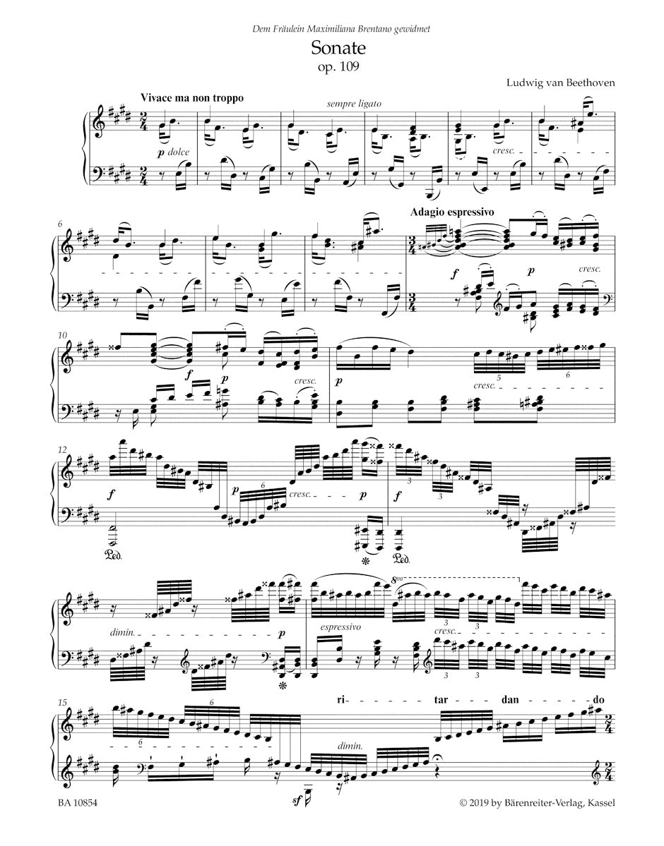 Sonata in E maj op. 109