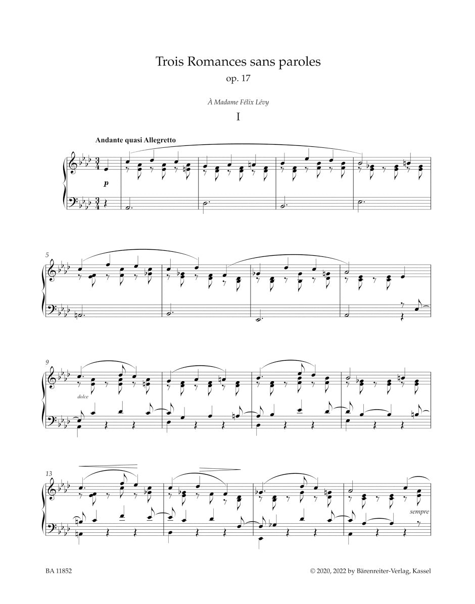 Trois Romances sans paroles op. 17