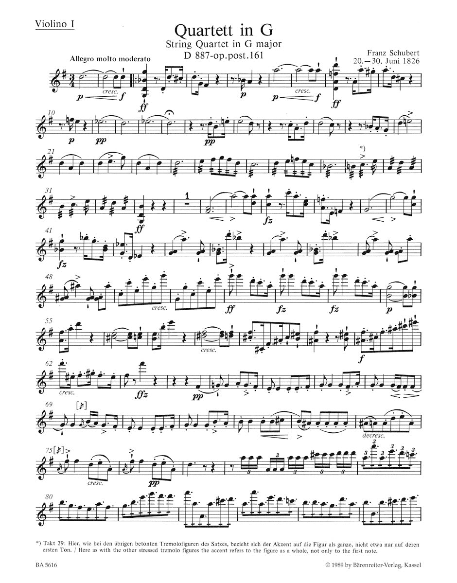 Quartet in G maj D 887 op. post. 161