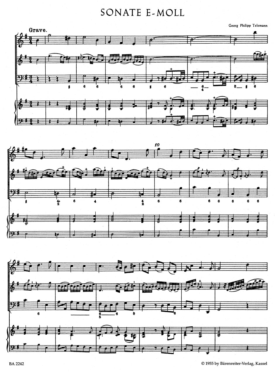 Twelve Methodical Sonatas TWV 4: 41
Volume 2: Sonata in E min, Sonata in D maj for Violin f(lute) and Bc