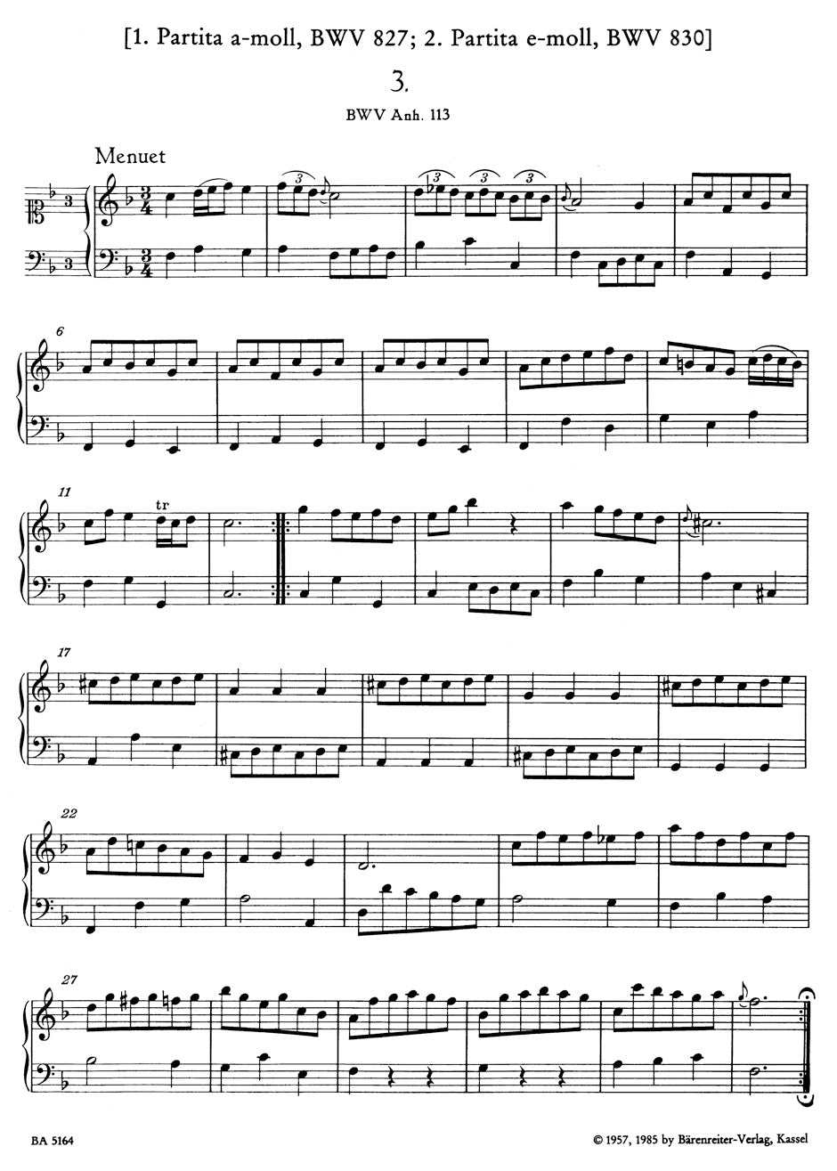 Notebook for Anna Magdalena Bach, 1725