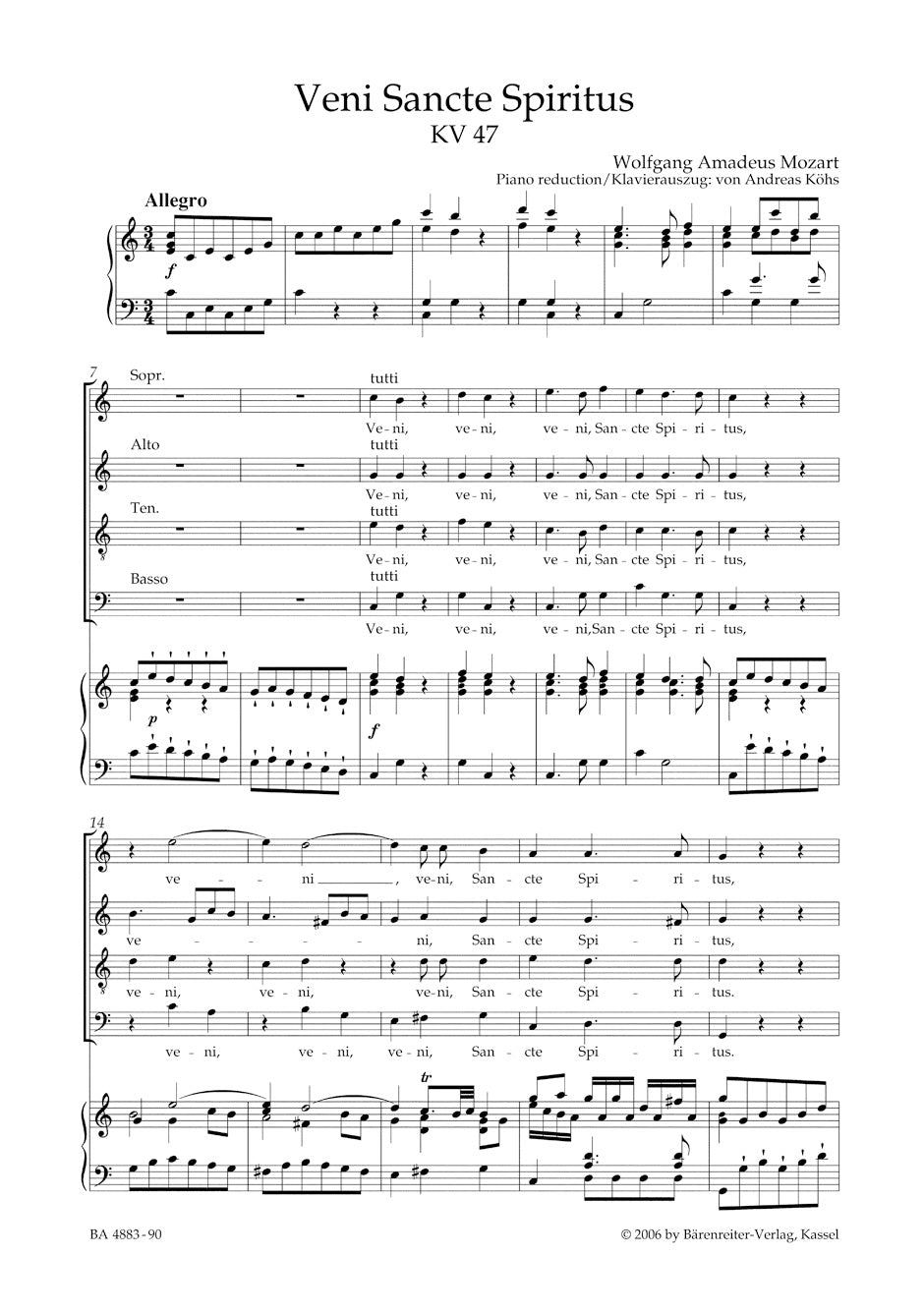 Veni Sancte Spiritus K. 47
