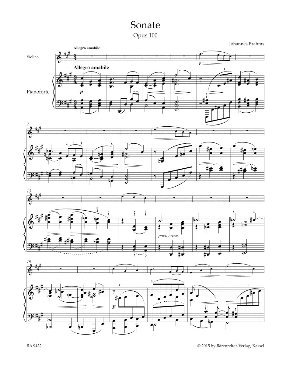 Sonata in A maj for Violin and Piano op. 100