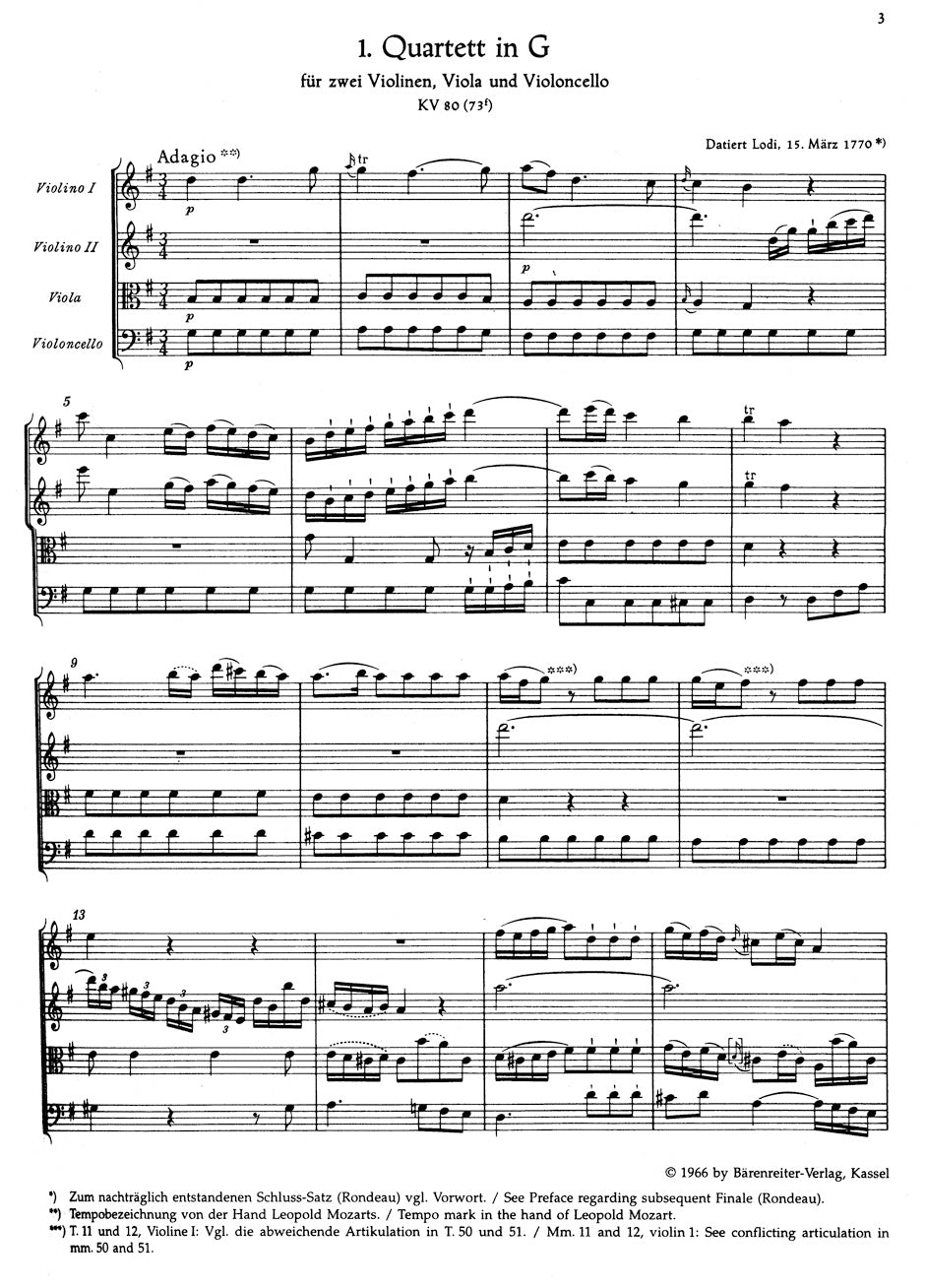 13 Early String Quartets