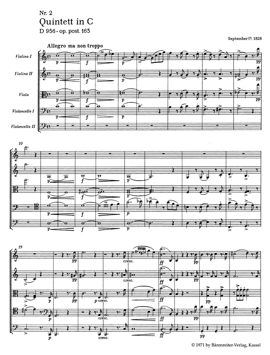 String Quintet in C maj op. post. 163 D 956