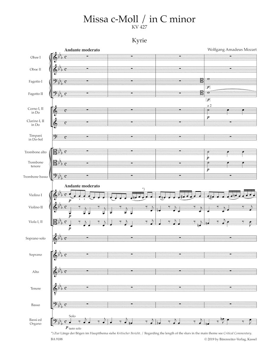 Missa in C min K. 427, Great Mass in C minor.
Reconstructed, completed and edited by Ulrich Leisinger