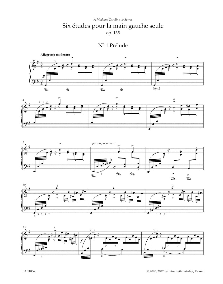 Six Etudes pour la main gauche seule 
op. 135