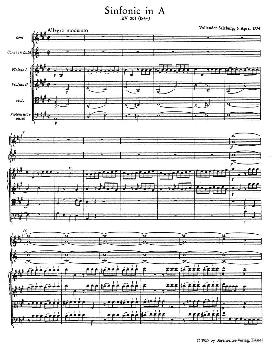 Symphony No. 29 in A maj K. 201
