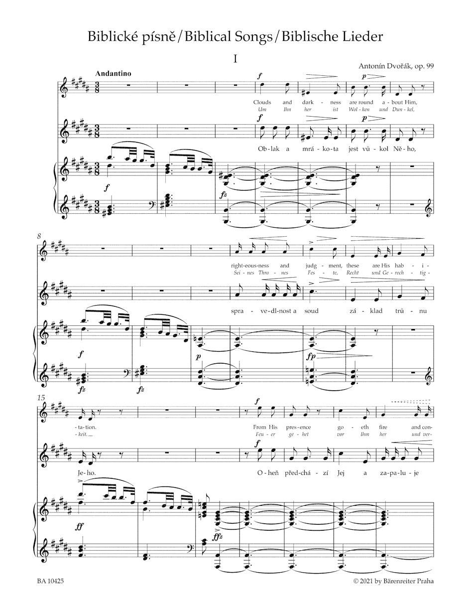 Biblical Songs op. 99 for Voice and Piano. High Voice