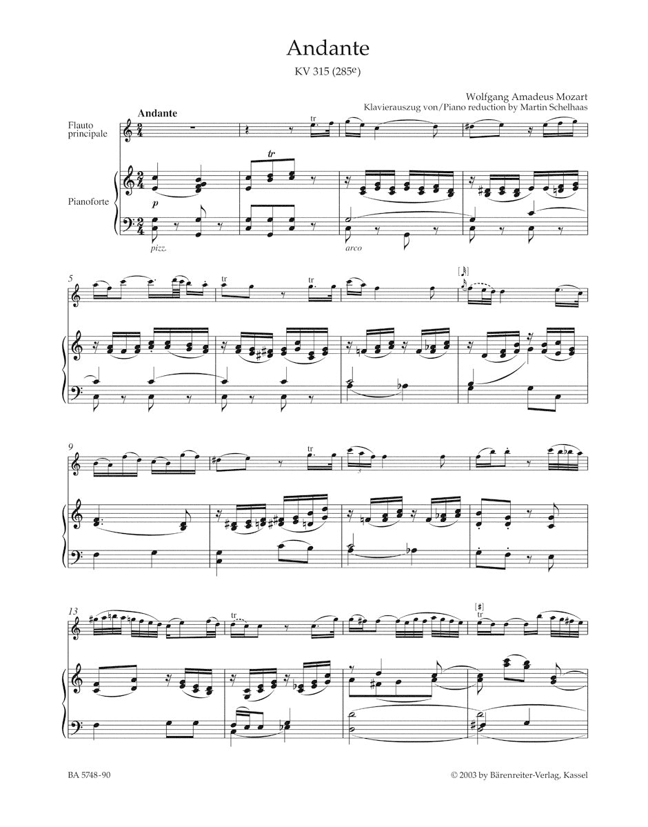 Andante in C maj for Flute and Orchestra
K. 315 (285e)