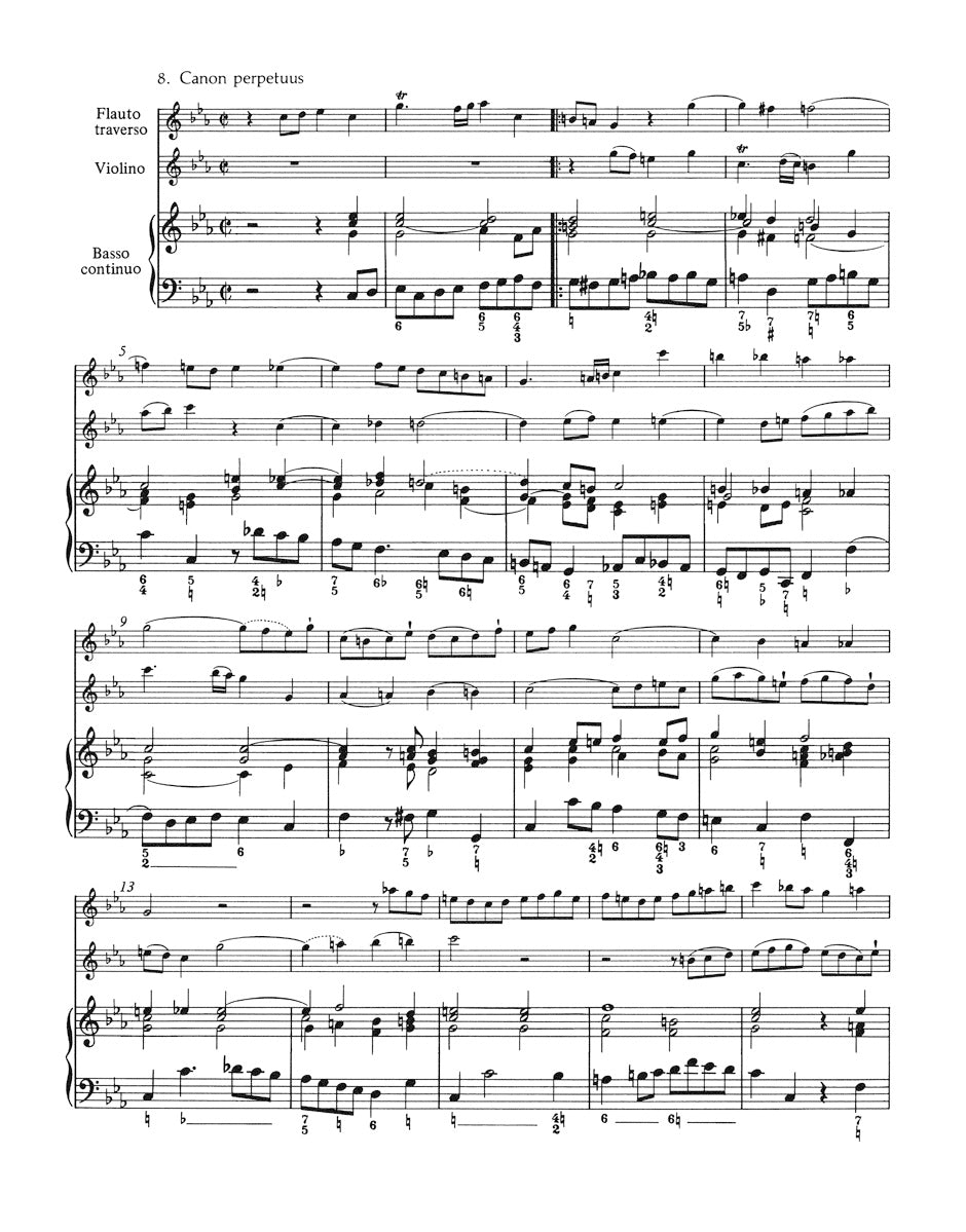 "Musical Offering" BWV 1079:
Canons for Flute, two Violins, obbligato Harpsichord (Piano) and Bc