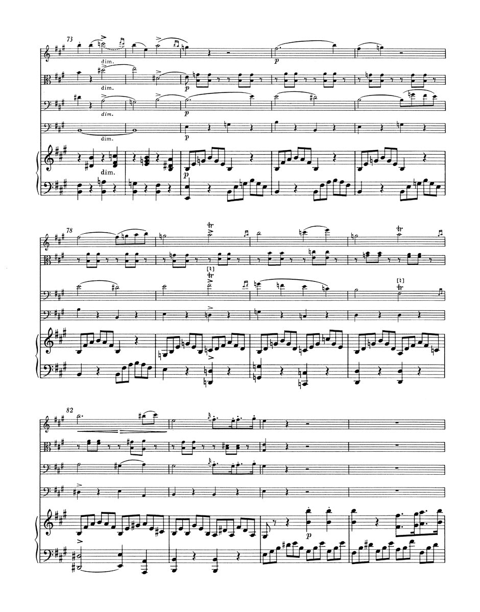 "Trout Quintet" in A maj D 667 op. post. 114 for Piano, Violin, Viola, Violoncello & Double Bass